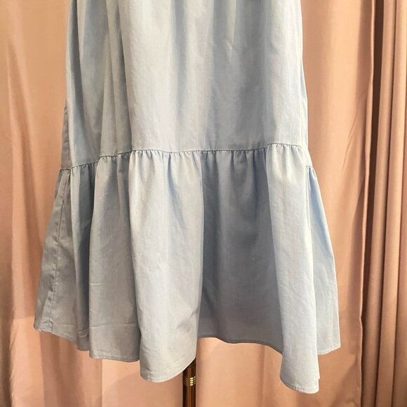 52SEVEN Sleeveless Blue Babydoll Cotton Dress Ruffle Trim and Tiered Summer - Picture 4 of 8